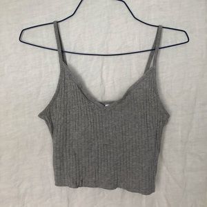 Grey Ribbed Crop Top